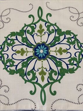 Elegant Green and Blue Table Runner